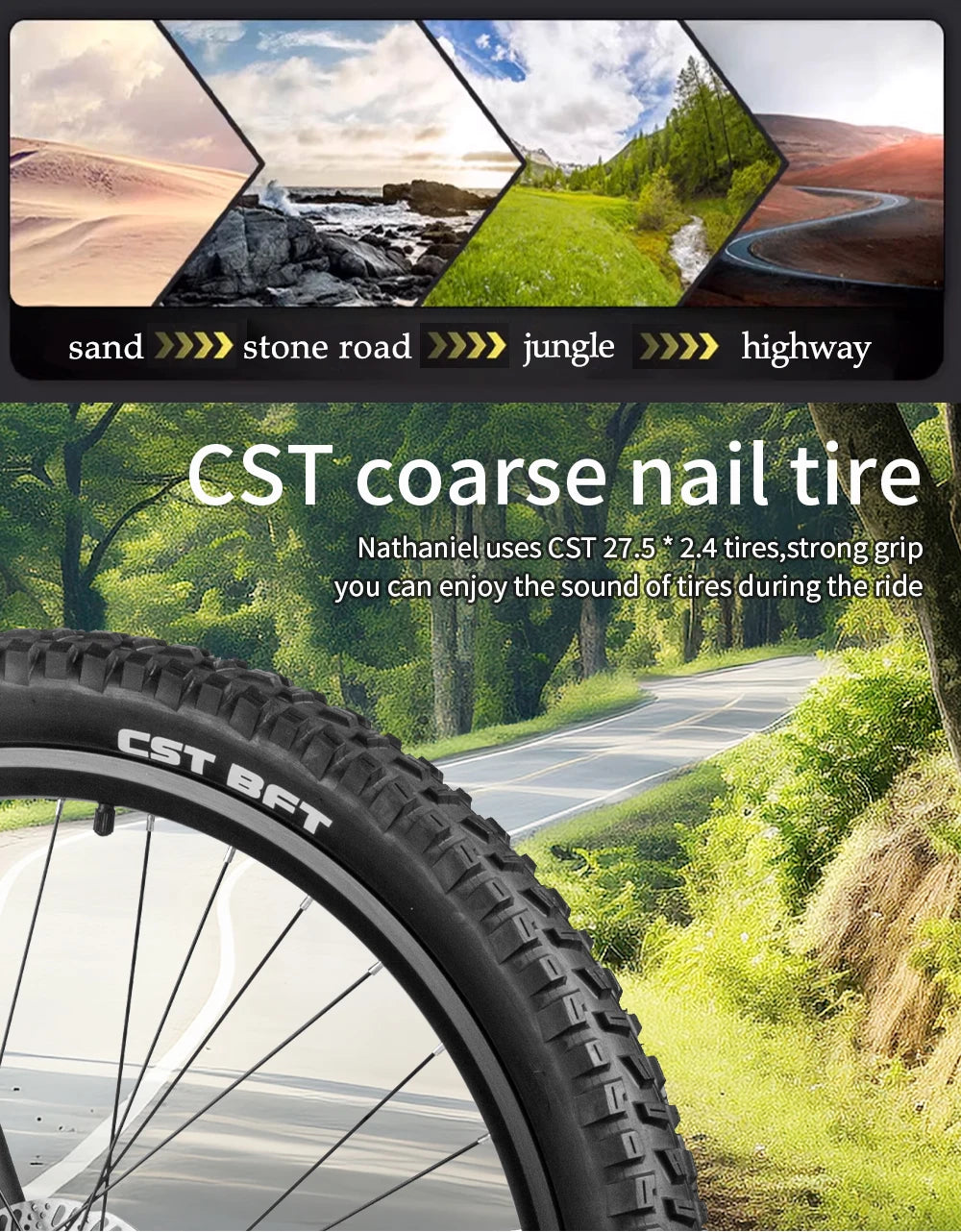 Nathaniel E-Bike,1000W Brushless Motor,27.5"Adult E-Mountain Bike,45Ah large capacity batteries,7 speed,45KM/H,Outdoor Trip Bike