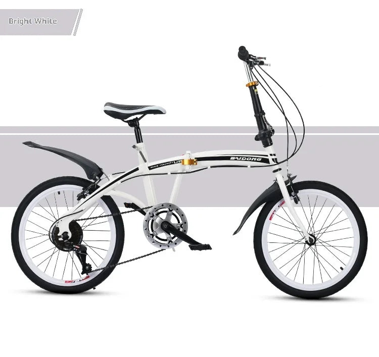 20 Inch Folding Bike Foldable 7 Speed Compact Portable Urban Commuter Bicycle Gift Road Adult Women Trifold Fixed Complete