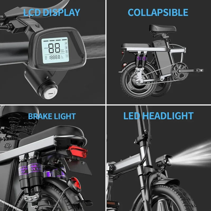 E-bike, multiple configuration options 400W motor 48V 30AH capacity, worry-free, safe and comfortable electric bicycle