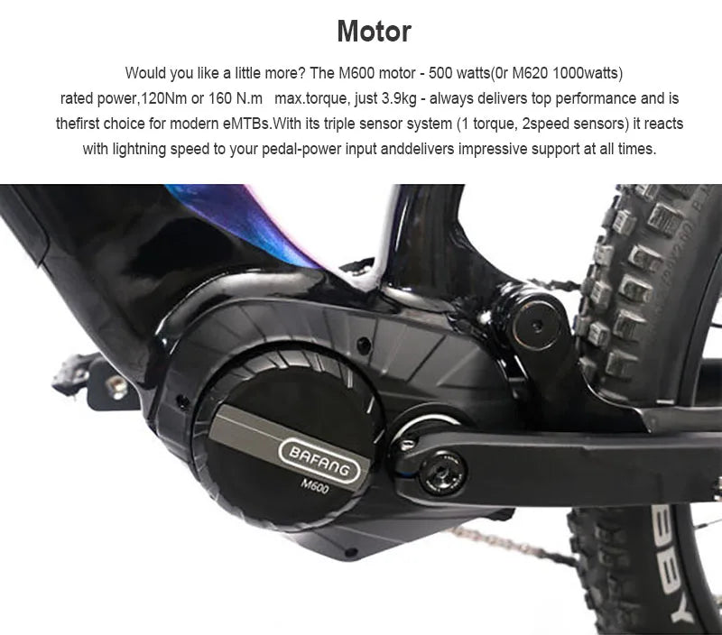 29inch high-end all-terrain electric mountain bike slow down soft tail dual shock emtb 12speed bafang mid motor off-road ebike