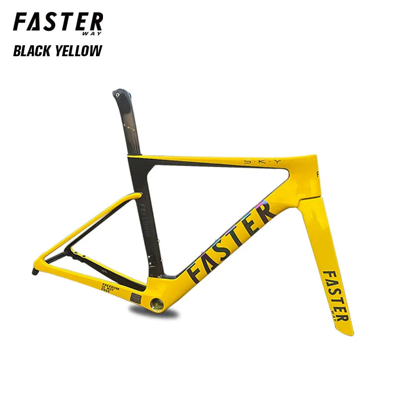 New Model T47 FASTERWAY Freedom Frameset Carbon Bike Road Frame with Fork Seatpost Clamp Headset Handlebar 32C Disc Brake