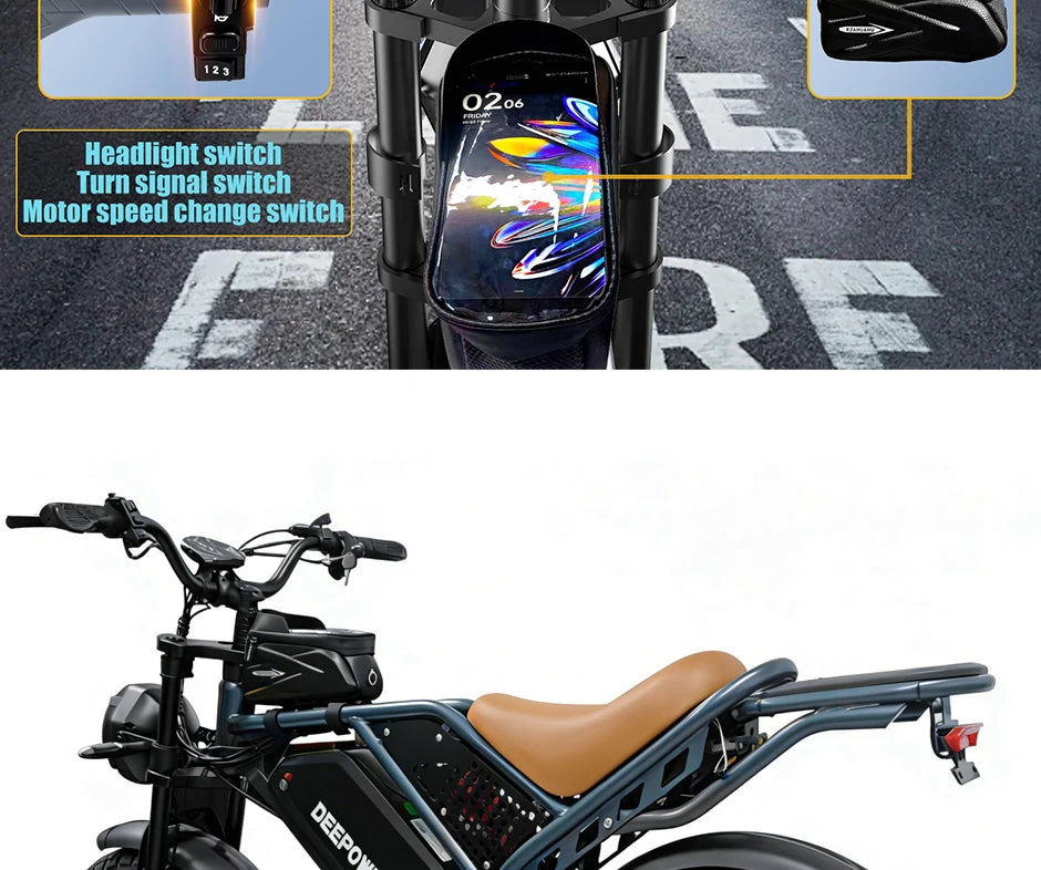QS7 electric bicycle 1500W brushless motor 60Ah performance E-bike battery single rider off-road motorcycle performance