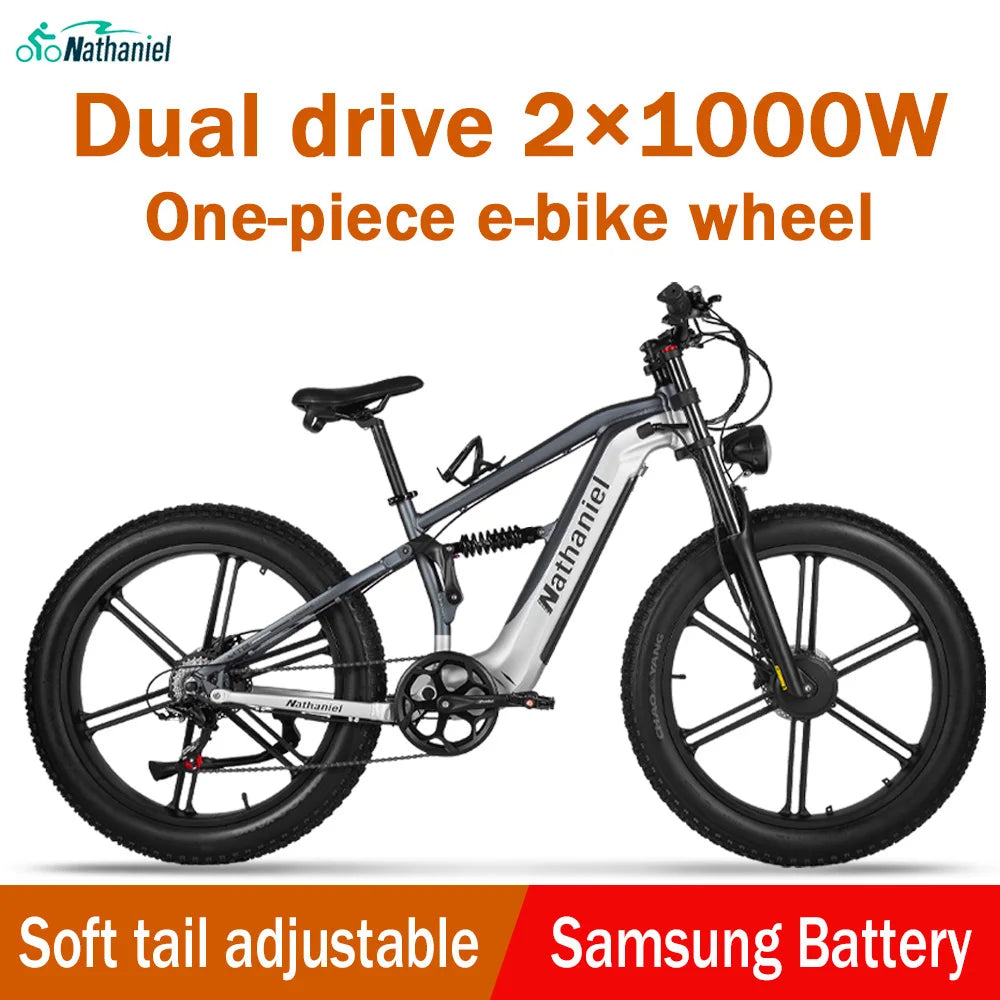 Nathaniel SYR09 Electric Bike 2000W Dual Motor,26*4.0 Fat Tire Integrated Wheel,48V20Ah,55KM/H,All-Terrain Outdoor Sports E-bike