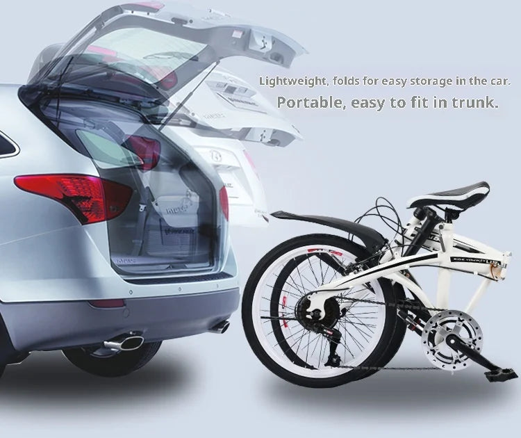 20 Inch Folding Bike Foldable 7 Speed Compact Portable Urban Commuter Bicycle Gift Road Adult Women Trifold Fixed Complete