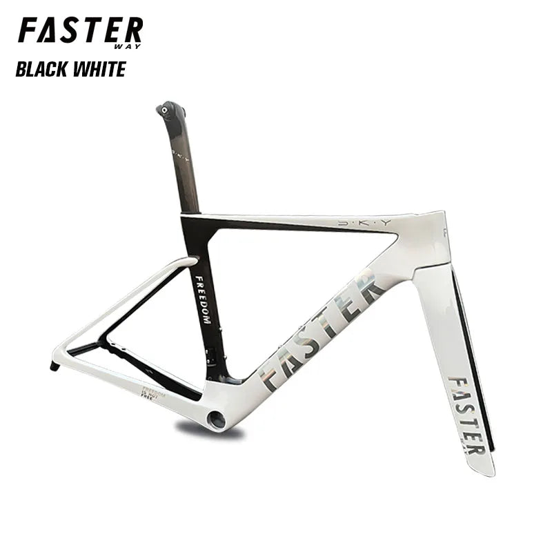 New Model T47 FASTERWAY Freedom Frameset Carbon Bike Road Frame with Fork Seatpost Clamp Headset Handlebar 32C Disc Brake