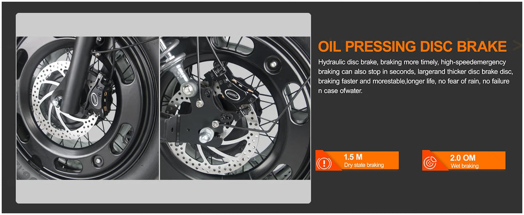 2500W Dual-Motor Electric Motorcycle 60V 40AH Battery, 120KM Range 20-inch Wide Tires with Hydraulic Brakes ebike