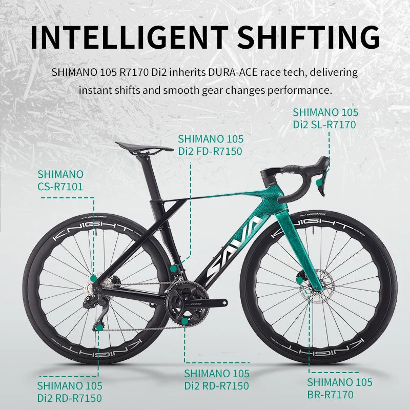 SAVA SLR7 High-End Full Carbon Fiber Road Bike with SHIMAN0 7170 DI2 Kit Competition-Class Road Bike Race Bike