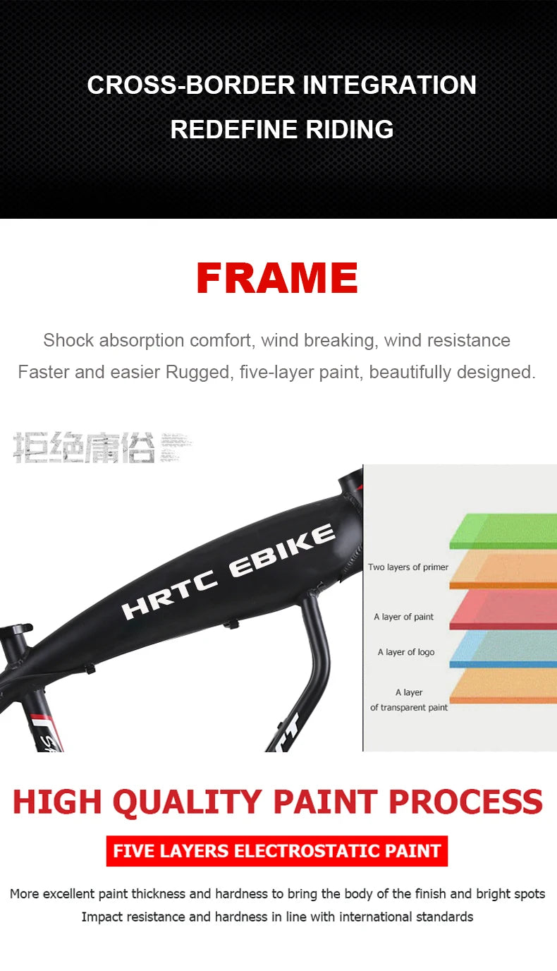 26inch Fat Tire e-Bike﻿﻿ 48v1500w High power rear drive motor 50ah Dual lithium battery long range Mobility aid snow tyre e-bike