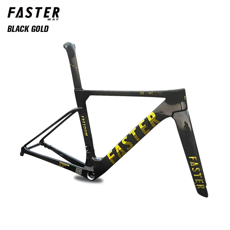 New Model T47 FASTERWAY Freedom Frameset Carbon Bike Road Frame with Fork Seatpost Clamp Headset Handlebar 32C Disc Brake