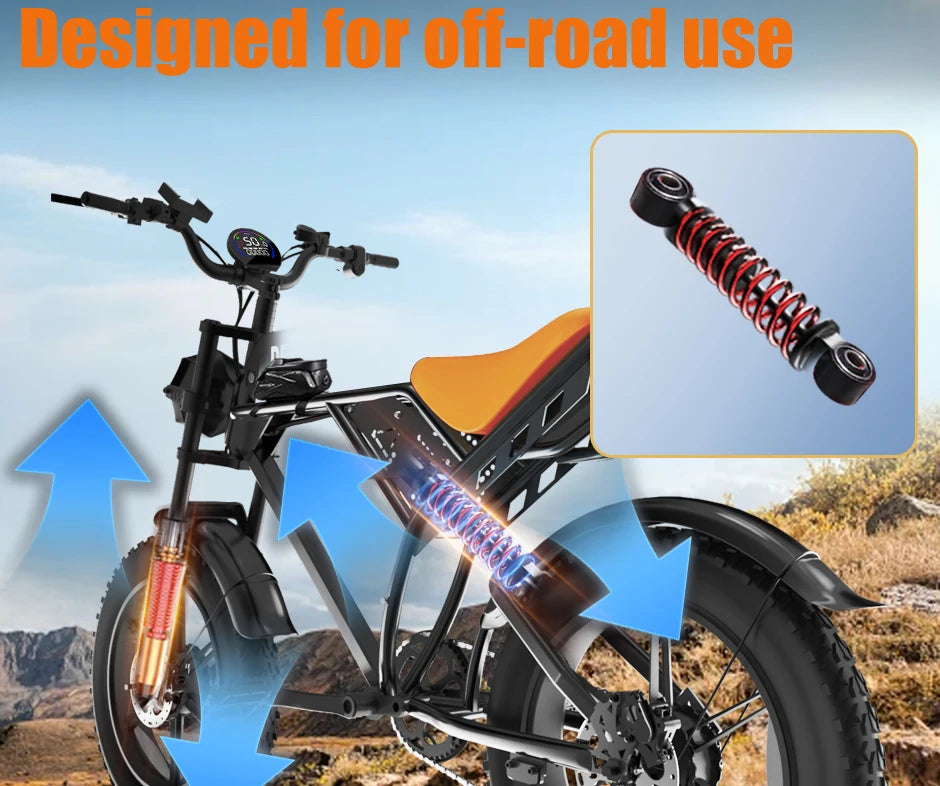 QS7 electric bicycle 1500W brushless motor 60Ah performance E-bike battery single rider off-road motorcycle performance