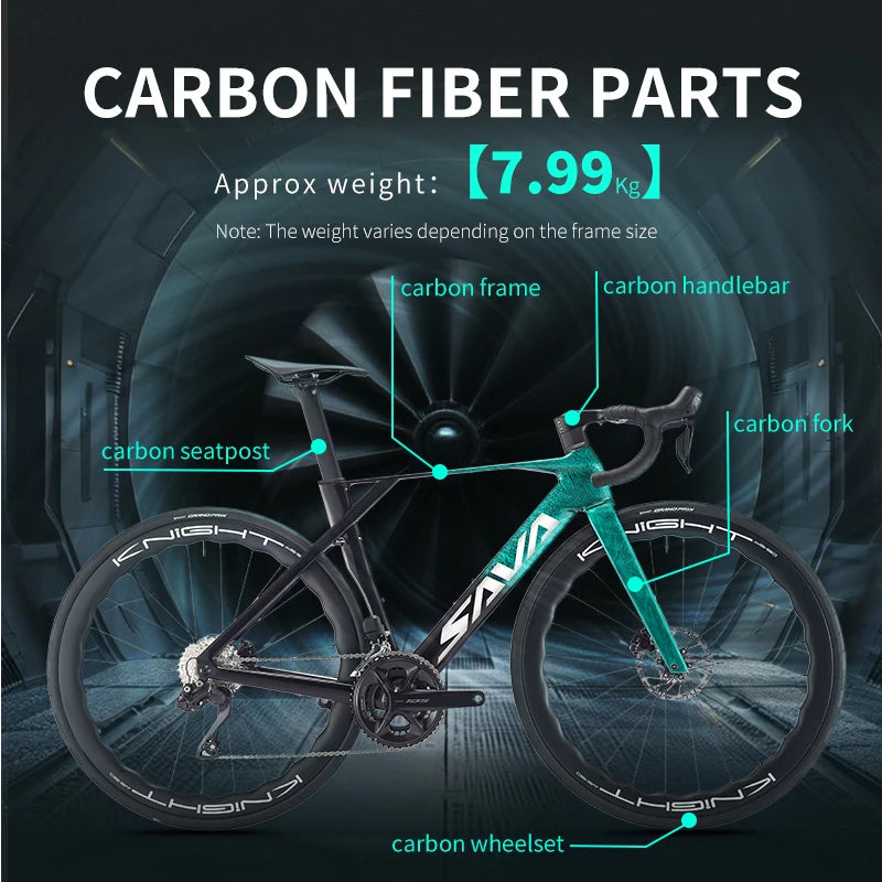 SAVA SLR7 High-End Full Carbon Fiber Road Bike with SHIMAN0 7170 DI2 Kit Competition-Class Road Bike Race Bike