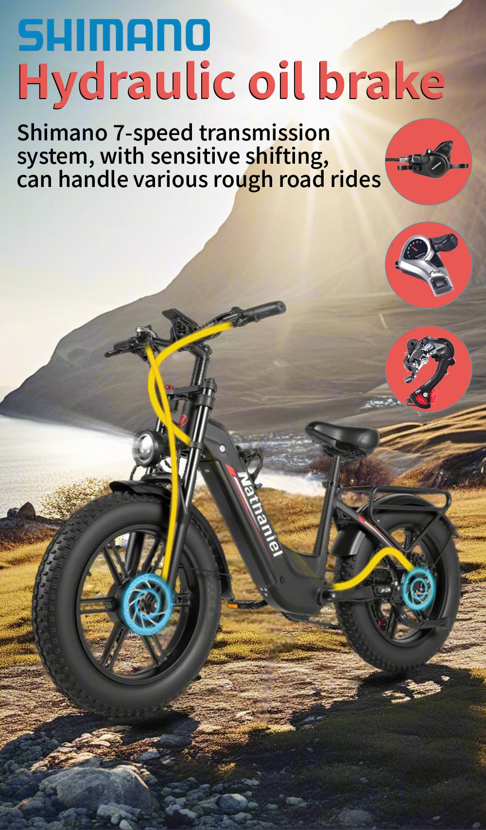 Dual Drive Integrated Wheel E-Bike 2000W 20x4.0 Tire 48V20AH for Urban Commuting & Off-Road Snow/Sand